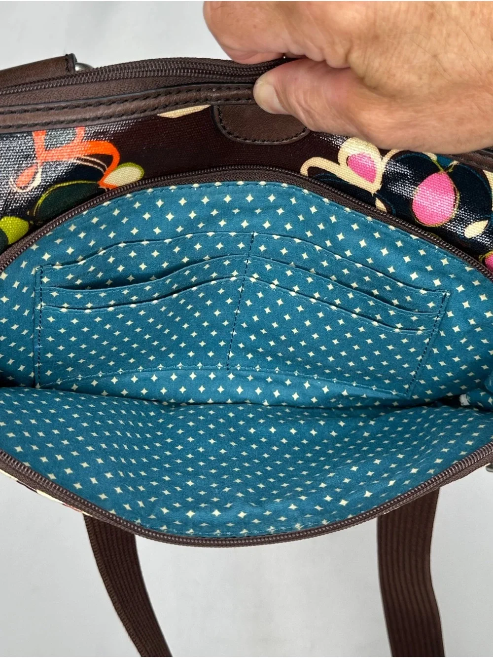 Fossil‎ Vintage Key-Per Crossbody Floral Coated Canvas Colorful